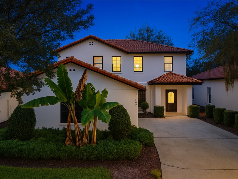 Twilight view of the villa
