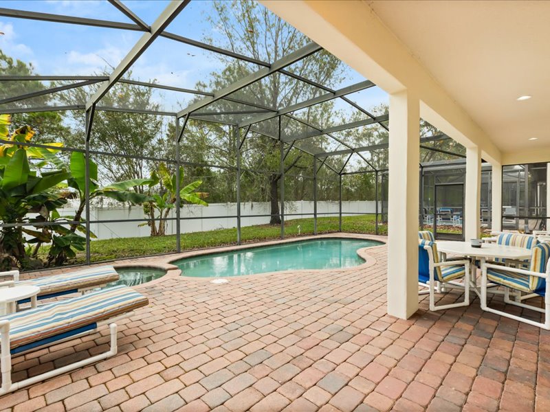 Patio with pool view