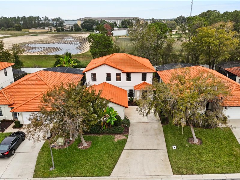 Ariel view of the front of the villa