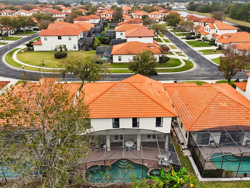 Ariel view of the backside of the villa