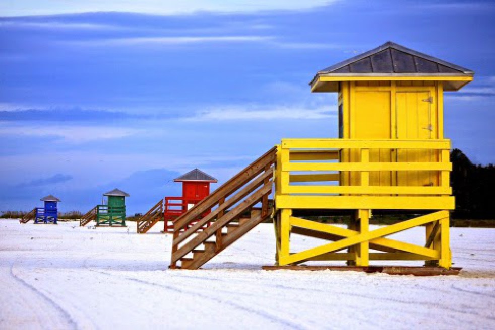 Siesta Key Beach Yellow Lifguard Shack