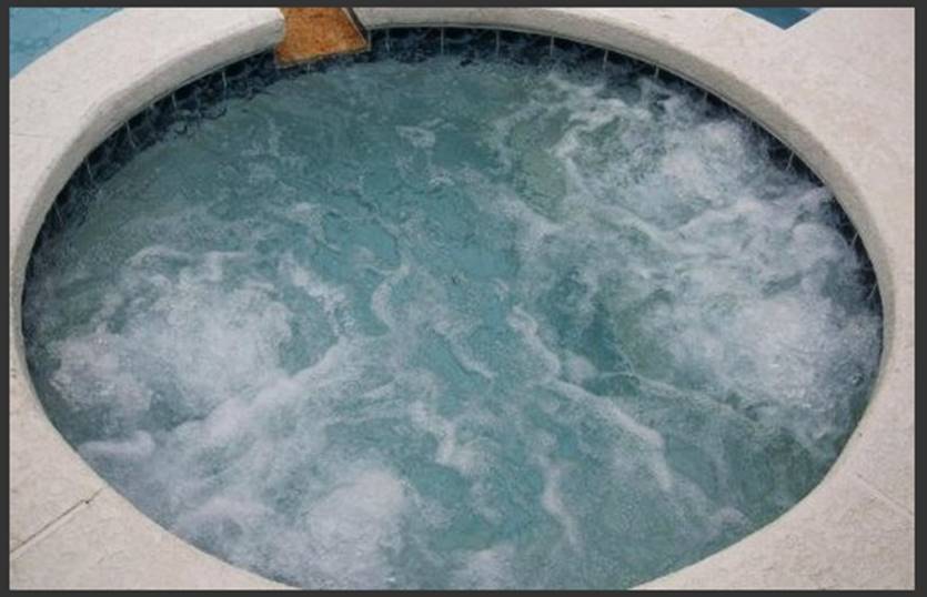 The Jacuzzi can seat 6 people comfortably and heats up to 95 degrees.