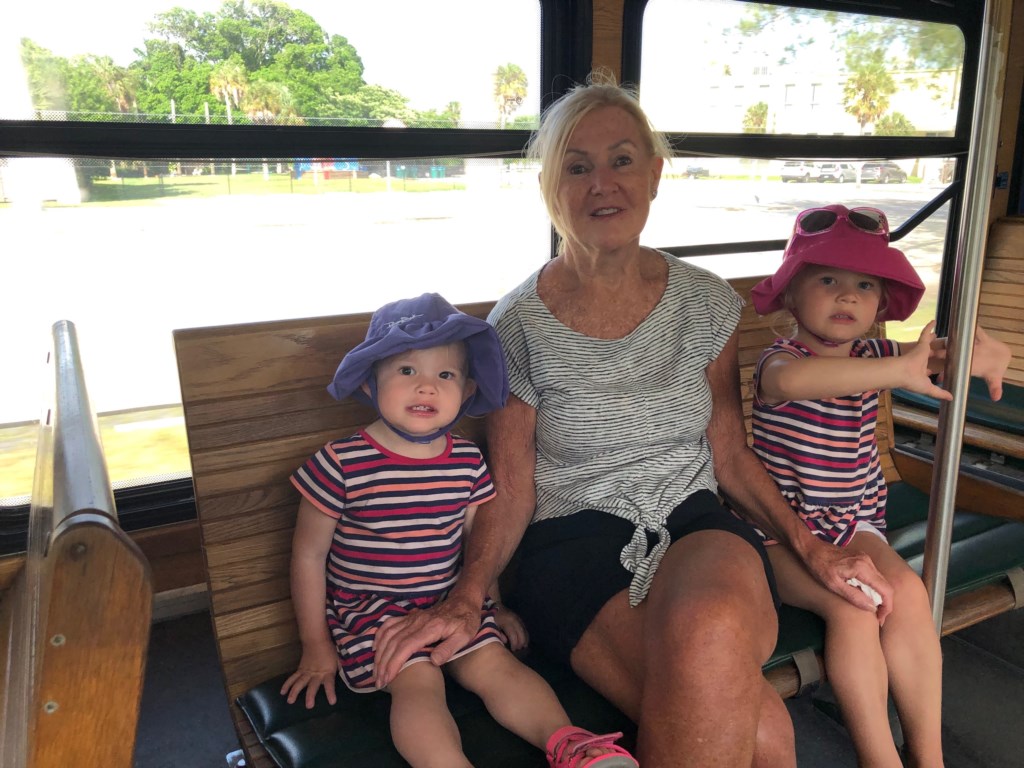 Riding the free trolley with granny