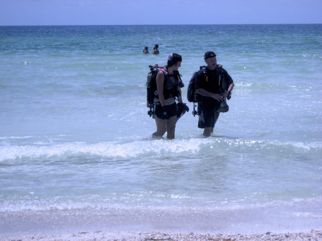 Watch the scuba divers come up from the Gulf 
