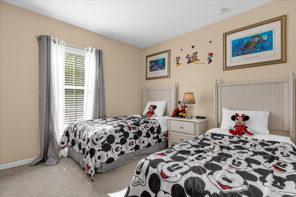 Bedroom 2 - Twin/Twin with Mickey Mouse Theme
General Bedding also available in closet