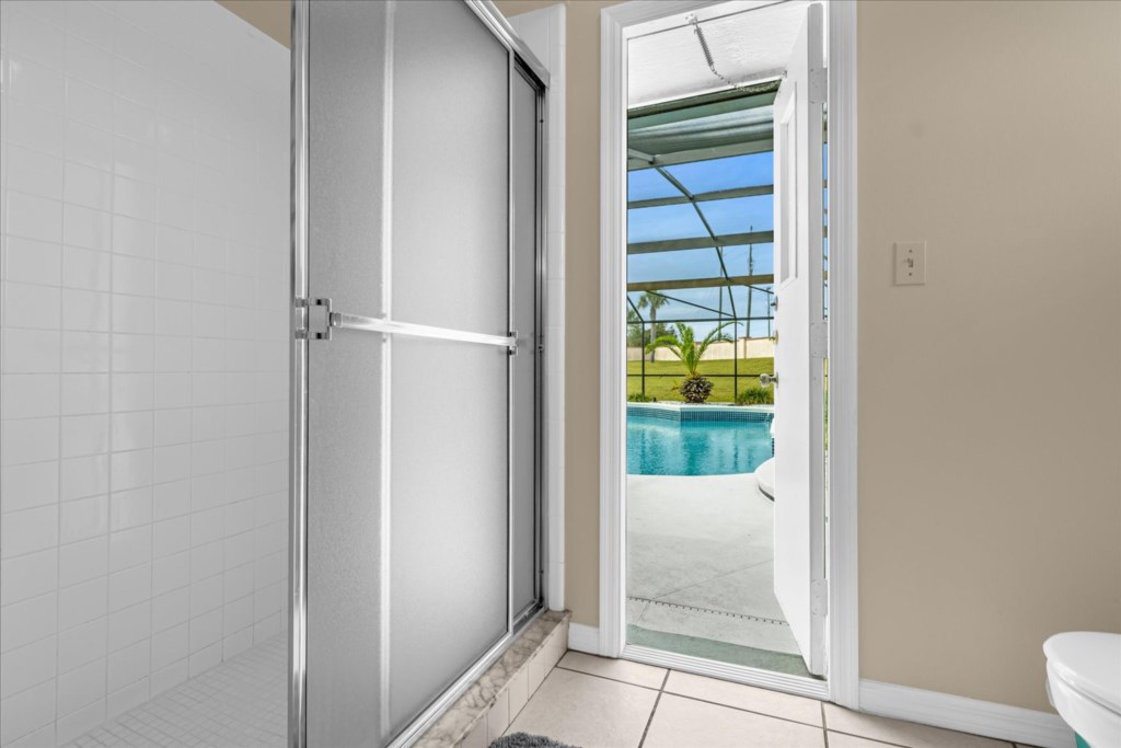Bathroom with access to pool area