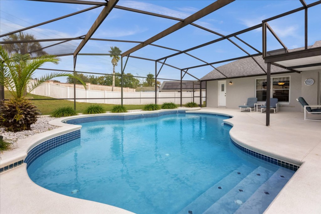 Large, gorgeous pool and covered patio