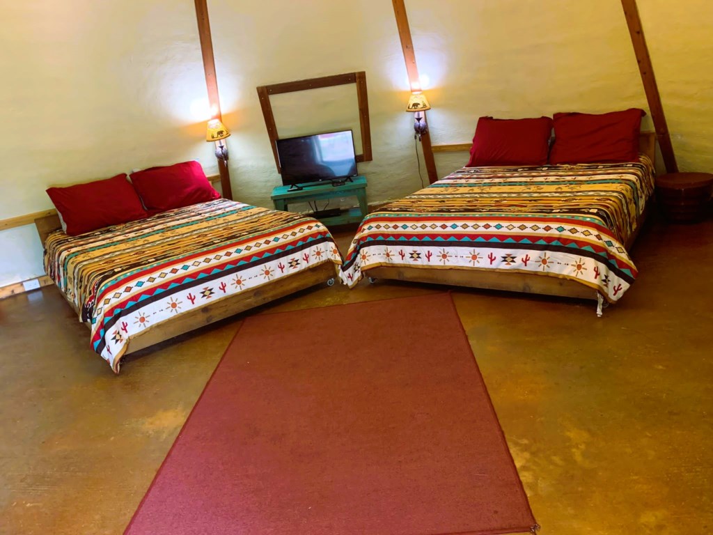 Two queen beds in Tipi 1, 6 & 7.