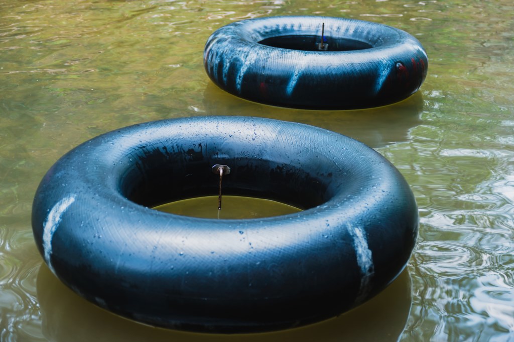 Let's go tubing! We sell tubes on site and have a shuttle stop for our guests' convenience.