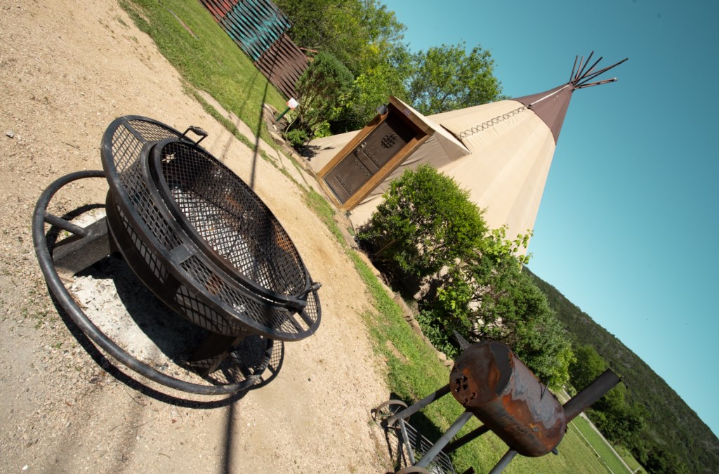 Tipi 8 is a fan favorite - close to the outdoor games and the open field with a nice view of the rolling hills & trees.