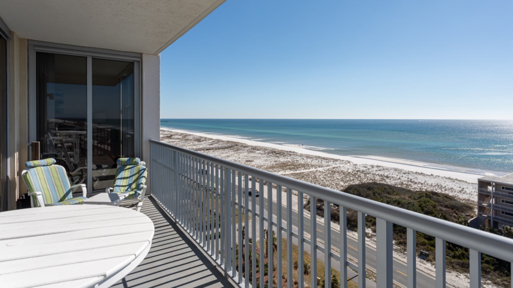 Balcony views of the beach located directly across the street