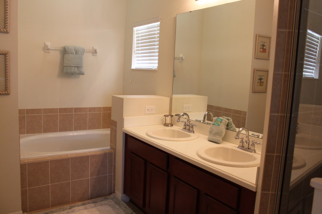 Master Bathroom with soaking tub and double vanities
