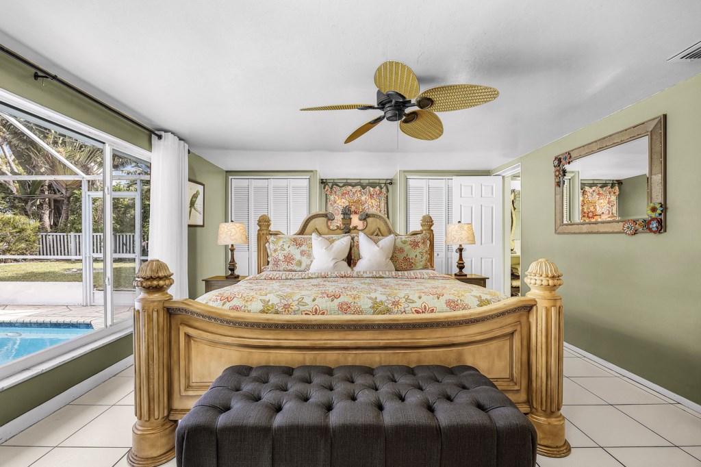 Poolside master suite with King bed