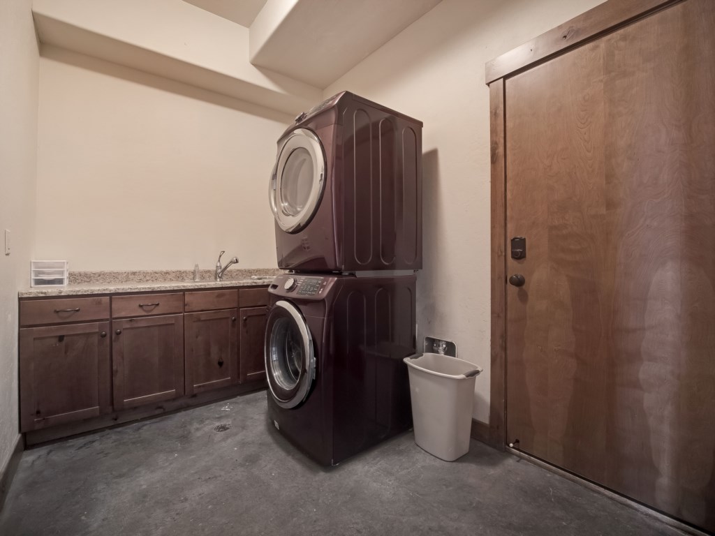 North side laundry room with high capacity machines