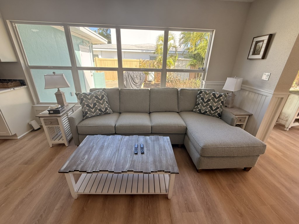 Sofa with chaise in living room