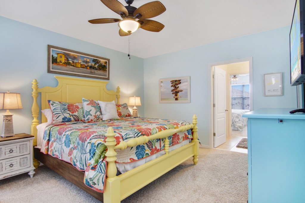 Bedroom 6 - The “Key West” Room: King Bed, 50” Flat Screen TV, Jack N Jill Bathroom (shared with Boc