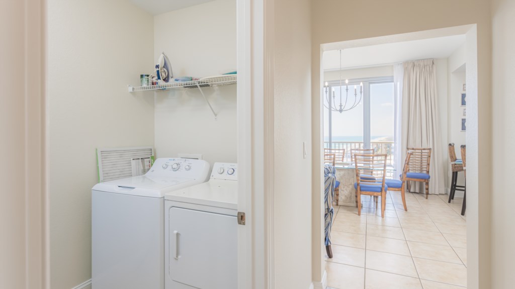 Keep your bathing suits and beach towels fresh using the full size washer and dryer