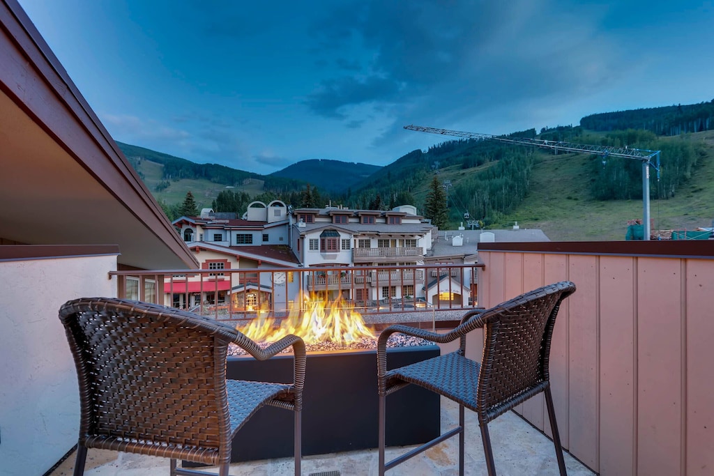 Mountain views from roof top with fire pit