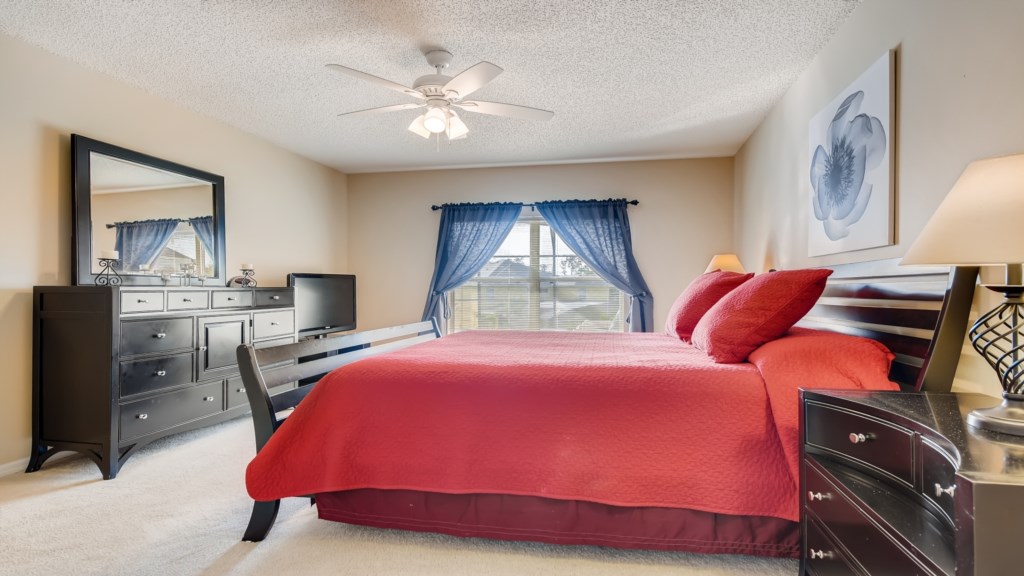 Master bedroom with pool view