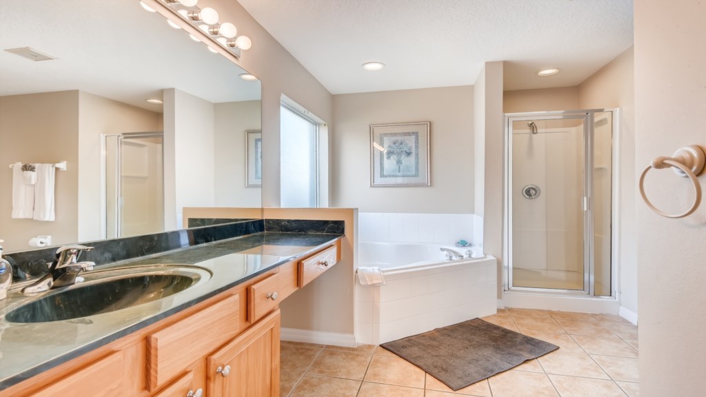 Large master bathroom on first floor