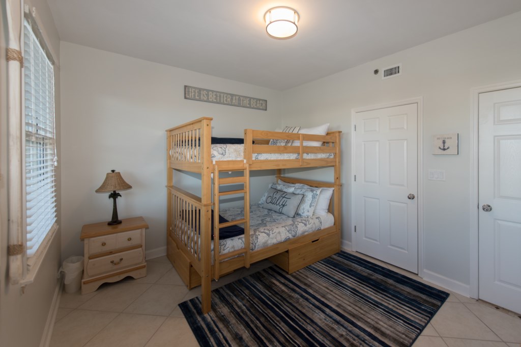Third bedroom with queen bunk beds