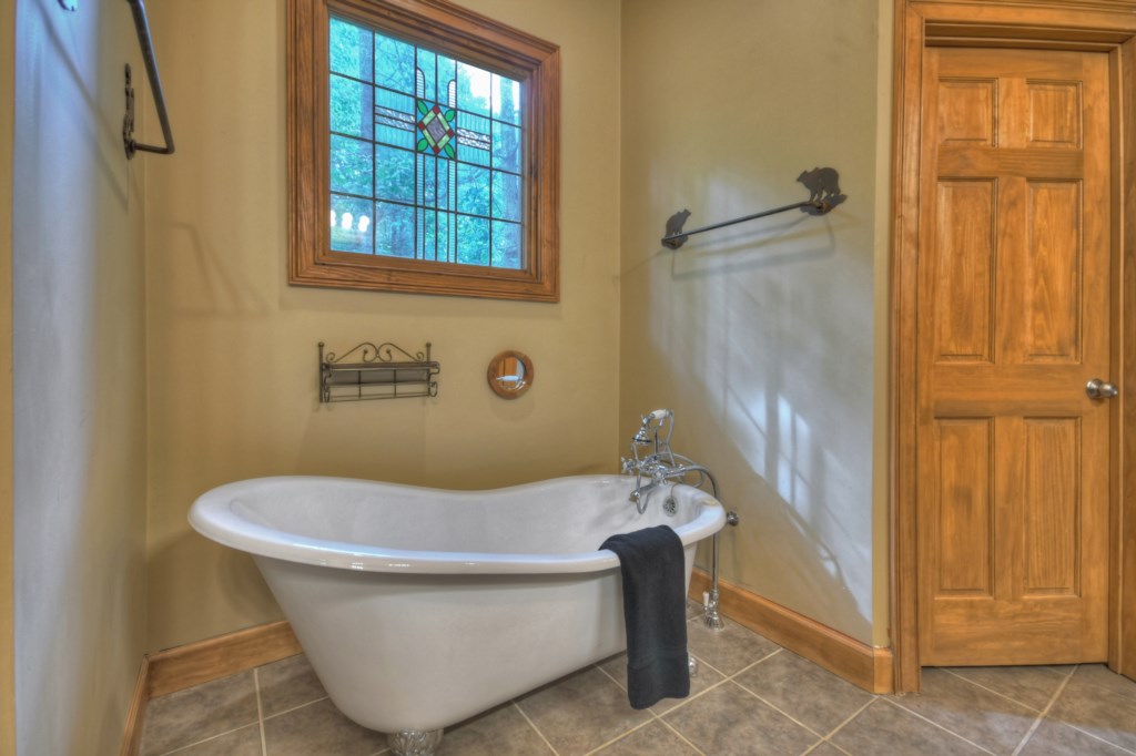 Stand alone tub in the master bathroom 