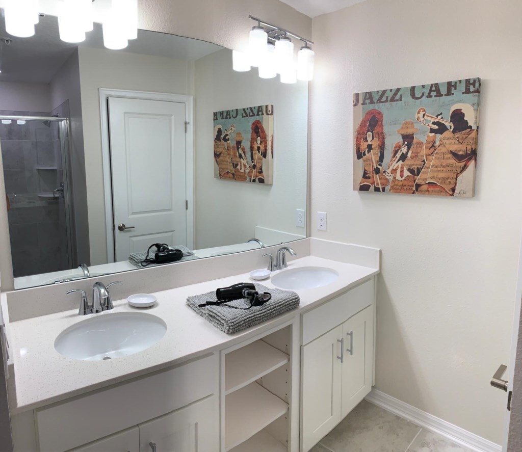 Double vanity sinks create ample bathroom space for everyone!