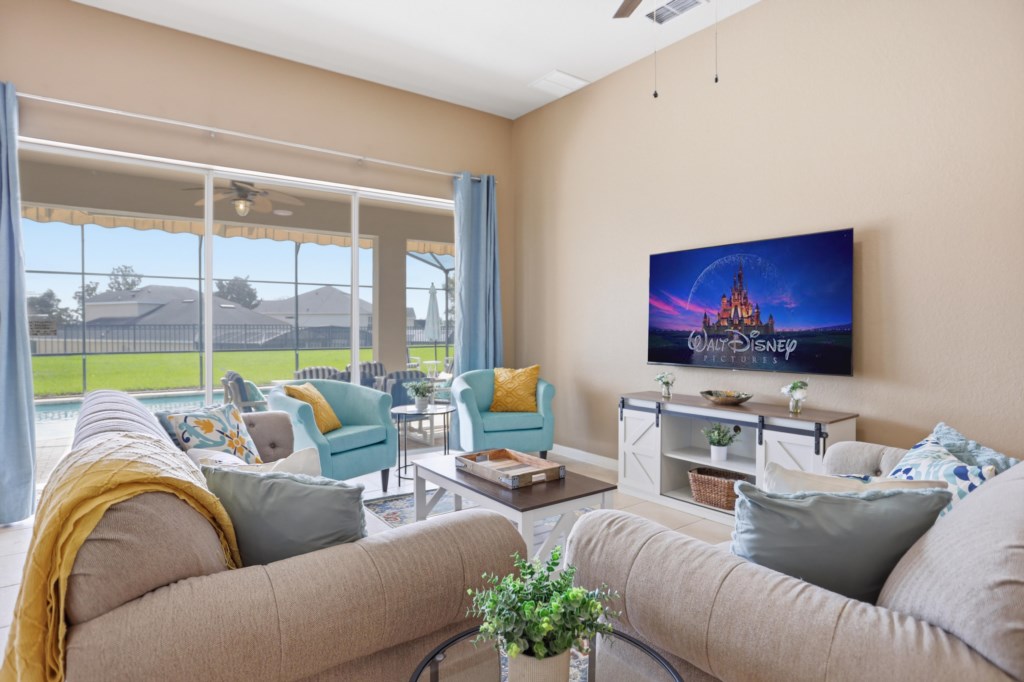 Living Room opens to private patio