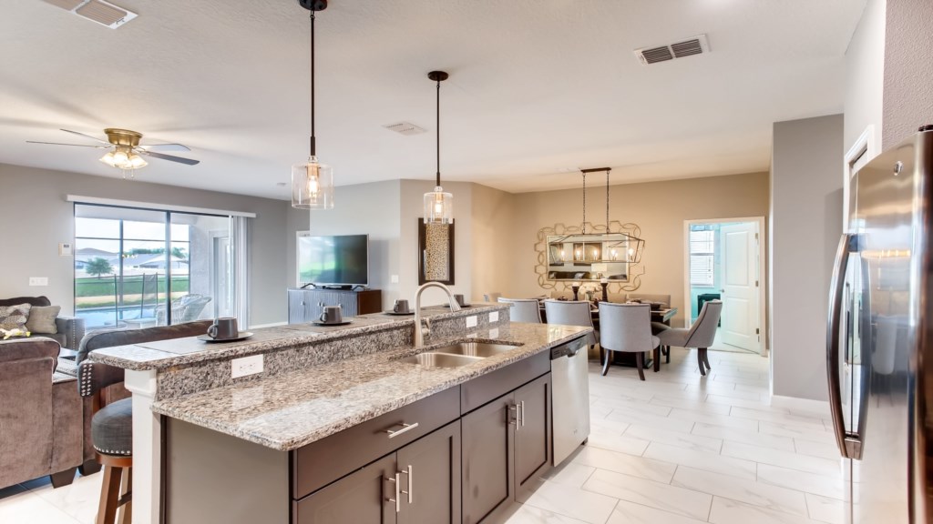 Kitchen, Living and Dining Area