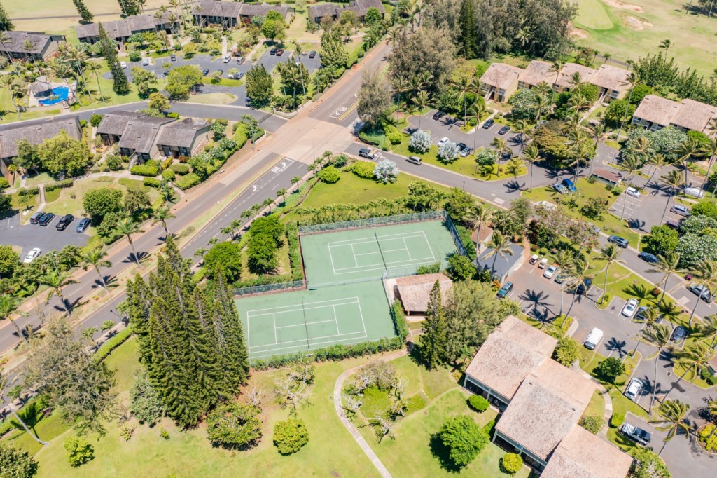 Aerial View of Tennis Courts
