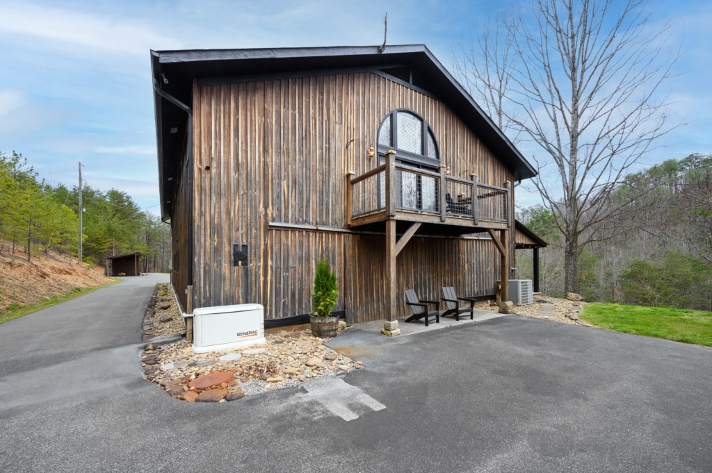 The back of the Barndominium is what you will see when you first arrive. 