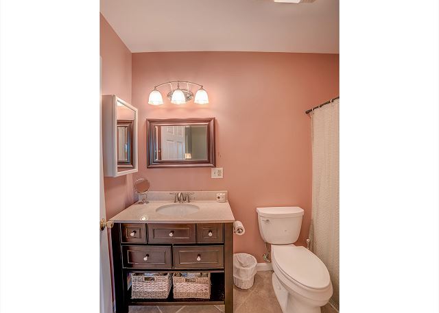 Lower Level Full Bath with tub/shower is just off the Family Room, near the Bedroom
