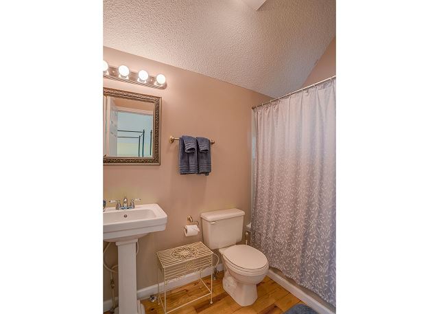 Lower Level Full Bath with tub/shower is just off the Family Room, near the Bedroom
