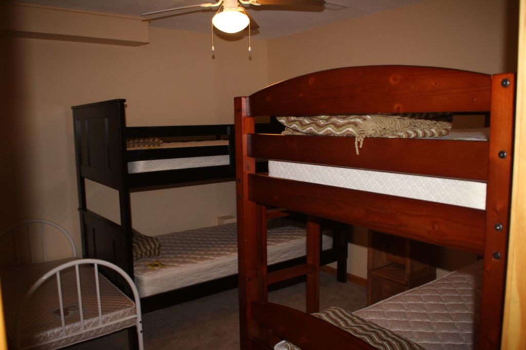 Lower level, bunk room, with two twin over twin bunks