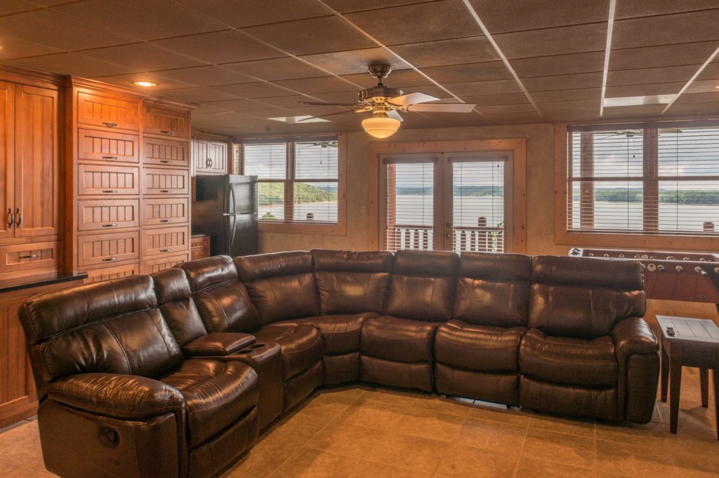 Basement Living Room With Beautiful Lake Views