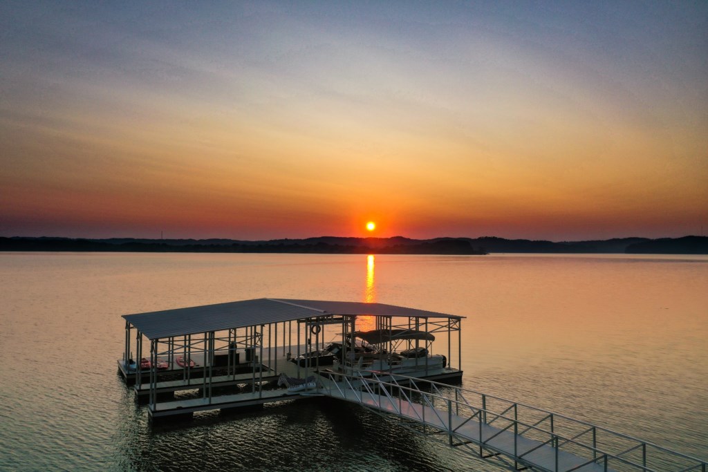 Catch panoramic views of the sunrise from the dock at Smoky Mountain Villas