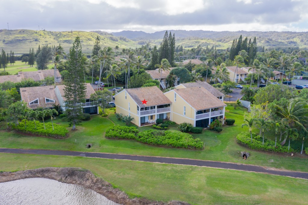 Aerial Shot of Kuilima Estates East - Unit Depicted with a Red Star