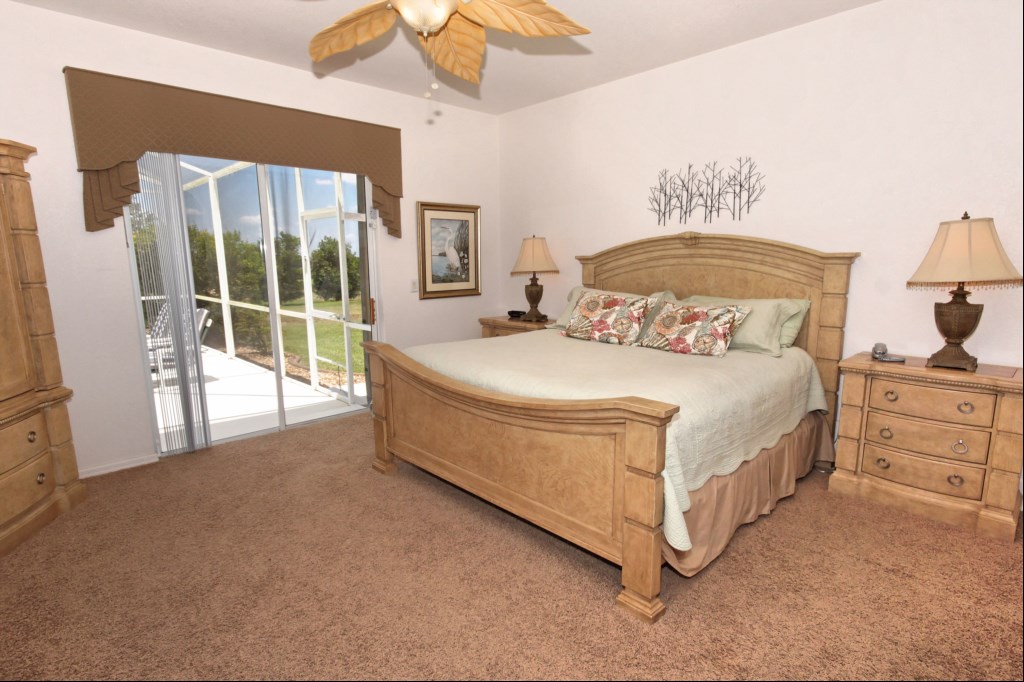 Master bedroom with king sized bed