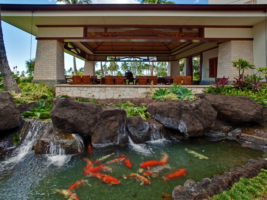 Check with the front desk for koi feeding times!