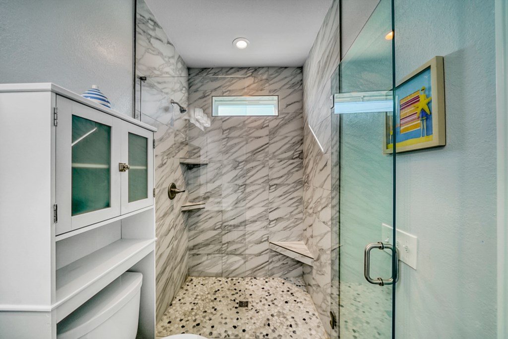 Attached Master Bath with stunning walk-in shower 