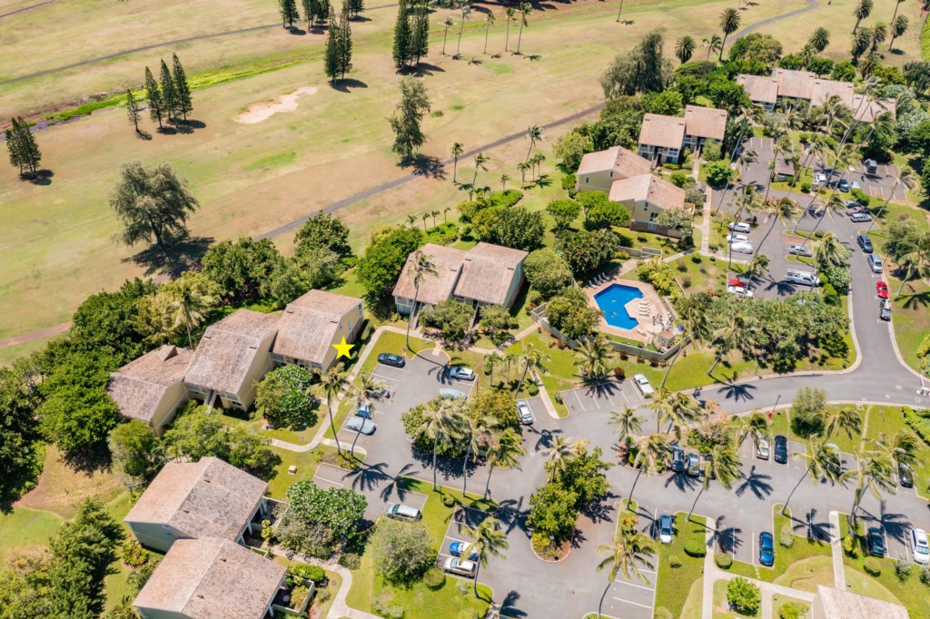 Aerial Shot of Kuilima Estates East - Unit Depicted with a Yellow Star