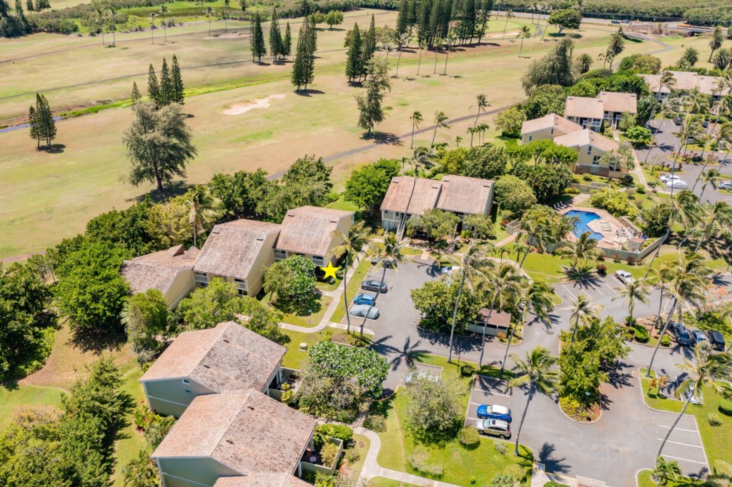 Aerial Shot of Kuilima Estates East - Unit Depicted with a Yellow Star
