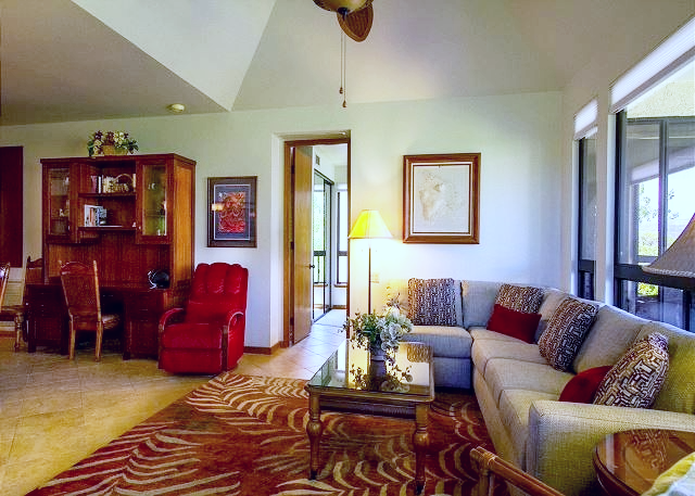 Inviting living room with comfortable seating and warm lighting, perfect for relaxing after a day of exploring.