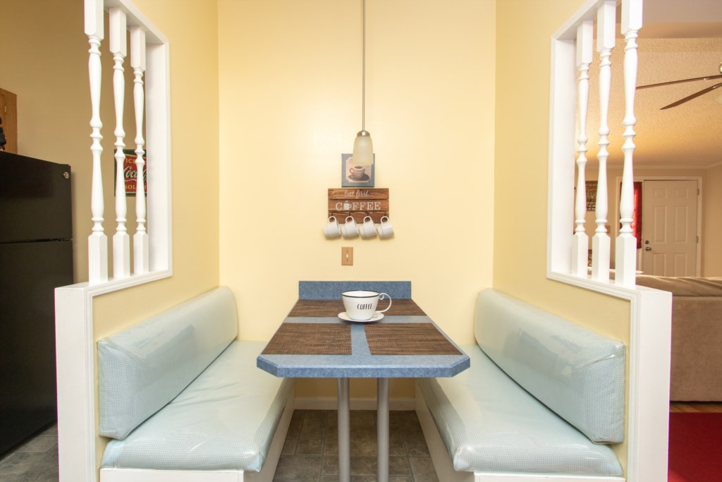 Start your morning and plan your day in our cozy breakfast nook.