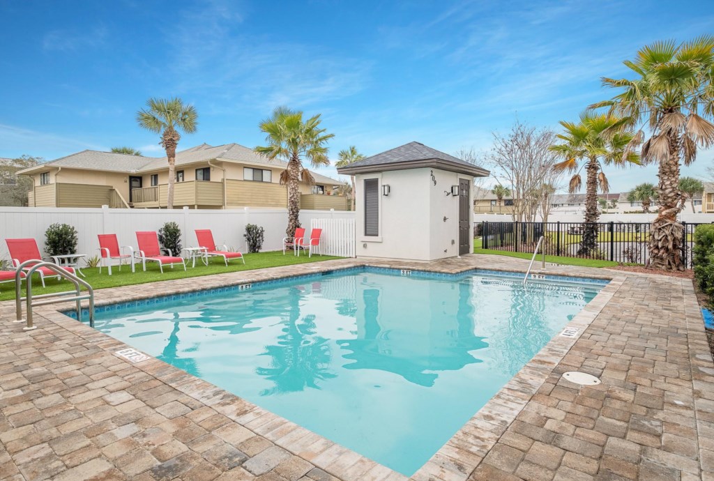 Relax at the community pool that is heated in cooler months.