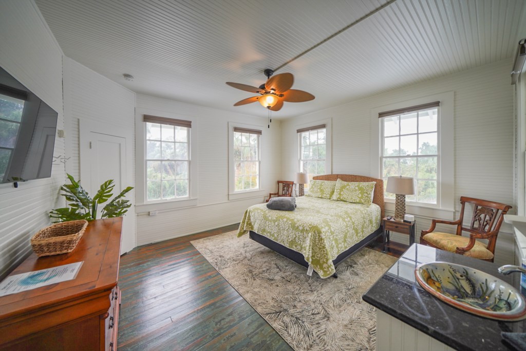 The Main House at The Grove; 2nd floor queen bedroom with lagoon views