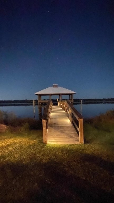 To night... The private shallow water dock provides a great serene space for outdoor activities 