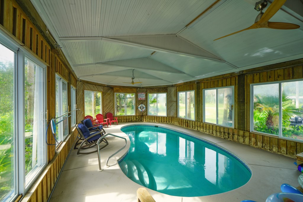 Resort style amenities include an indoor pool (heated for additional fee)