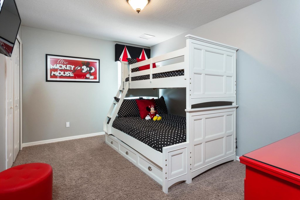 Upstairs Classic Mickey-themed bunk bedroom 5