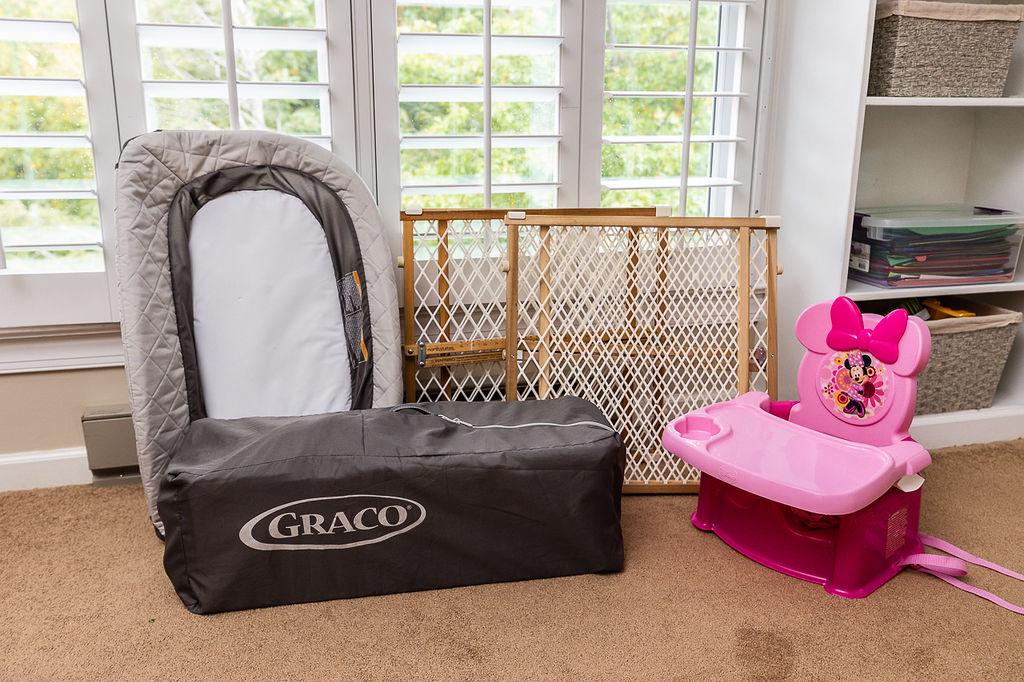 Pack-n-Play, high chair and baby gate. 